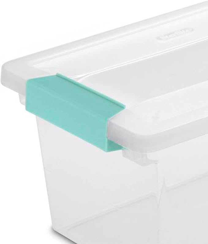 Sterilite 19628604 Medium Clip Clear Storage Box With Latched Lid - 11"L x 6-5/8"W x 5-3/8"H