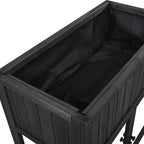 Patio 35.4''x17.7''x37.4'' Mini Wood Cold Frame, Compact 2 Doors Garden Greenhouse with Wheels, Raised Bed with Liner for Indoor Outdoor Use (Black)