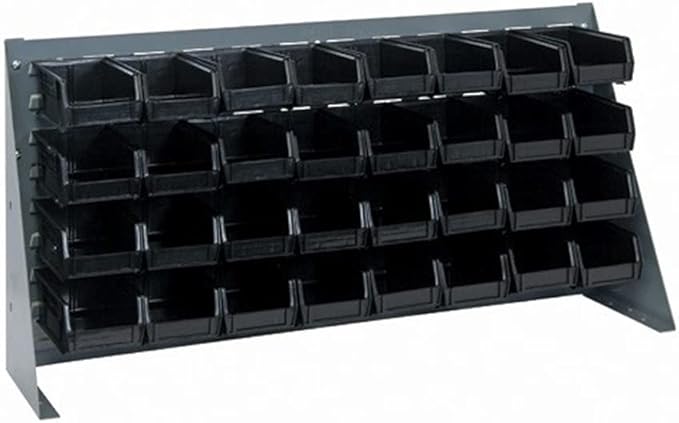 Quantum Storage Systems QBR-3619-230-18BK Ultra Bin Complete Bench Rack Package with 18 Ultra Bins, 36" x 8" x 19" , Black