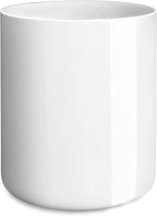 White Large Utensil Holder for Kitchen Counter, High 7.2” Glossy Ceramic Utensils Crock for Countertop, Spatula Cooking Utensil Holder Easy to Clean for Farmhouse 7.2×5.8 INCH