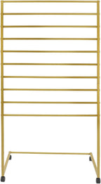 Scarf Organizer, 10-Tier Metal Scarf Display Stand with Wheels, Freestanding Scarf Display Rack, Retail Store Towel Rack, Ties Belt Pants Hanging Rack, for Boutique Display, Home (Gold-10 Rods)