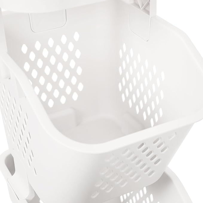 4-Tier Rolling Laundry Cart with Wheels, 52'' Stackable Vertical Laundry Sorter & Organizer for Bathroom, Bedroom, and Laundry Room (4-Tier)