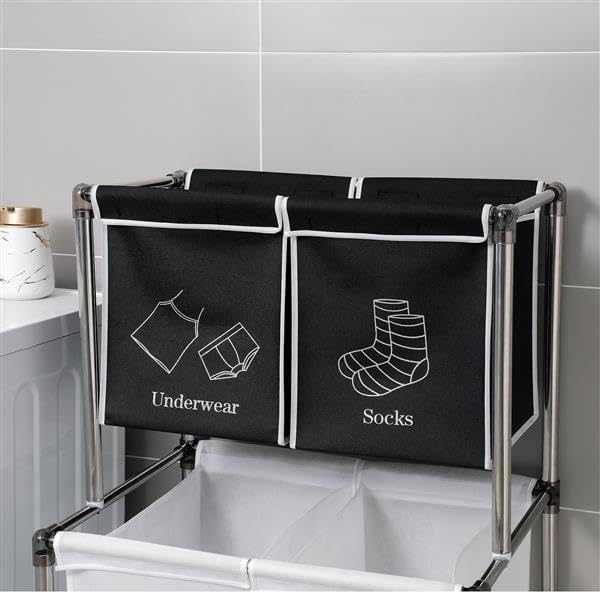 Laundry Hamper with Removable Bags, Freestanding Laundry Sorter Organizer, Basket for Bedroom, Bathroom & Dorm, Portable Storage Baskets for Kitchens, Bathrooms