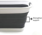 SAMMART 42L(11 gallon) Set of 2 Collapsible Plastic Laundry Basket-Foldable Pop Up Storage Container-Portable Washing Tub-Space Saving,Water capacity 34L(9 gallon) (2 rectangular - strengthen, black)