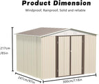 Heavy-Duty Outdoor Garden Shed with Aluminum Alloy Frame, Hinged Door, and Stable Foundation for Secure Storage (10x8 Feet White Garden Shed)