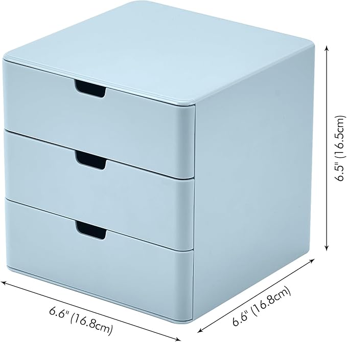 3-Drawer Vanity Organizer, Compact Storage Organization Drawers Blue