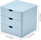 3-Drawer Vanity Organizer, Compact Storage Organization Drawers Blue