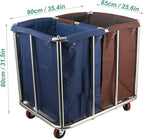 2-Bag Laundry Sorter Cart,Laundry Basket with Wheels Heavy Duty Rolling Carts, Industrial Laundry Rooms Organizer Cart for Linen Clothes Storage