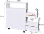 Toilet Paper Storage, Small Bathroom Storage Cabinet, Toilet Paper Holder, Slide Out Drawers and Roller for Small Space, Narrow Floor Bathroom Organizer, White
