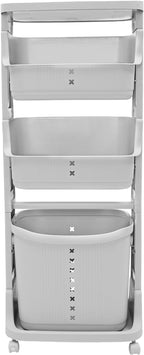 4 Tier Laundry Sorter Vertical Laundry Basket Holder Divided Dirty Clothes Laundry Hamper for Laundry Room, Bedroom, Bathroom (Grey)