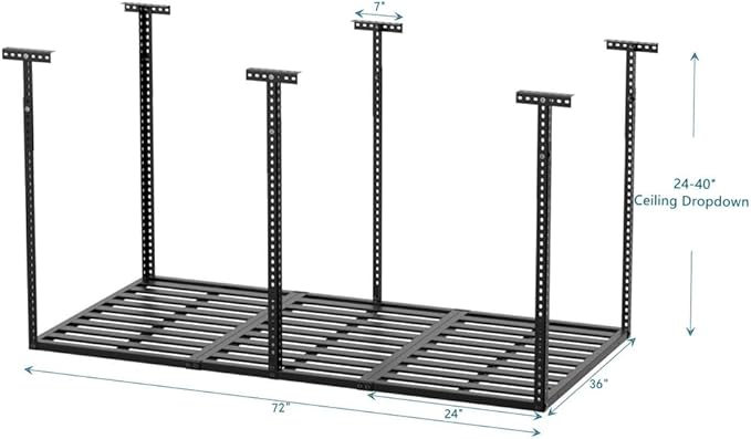 Ceiling Shelf, Ceiling Mounted Storage Racks, Overhead Garage Storage Rack, 3x6ft Garage Ceiling Storage Racks, Heavy Duty Adjustable Racks for Garage Storage, Garage Storage Organization Systerm