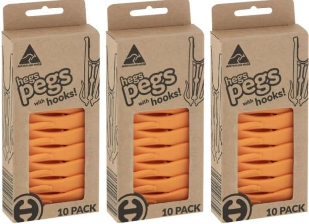 The Smartest Heavy Duty Clothespins with Hooks (30 Pack Bright Orange) - Hang 3 Garments at Once with Our Tough, Dual Hooks Clothes Pins with Anti-Rust Spring - Durable, Colorful Clothespins