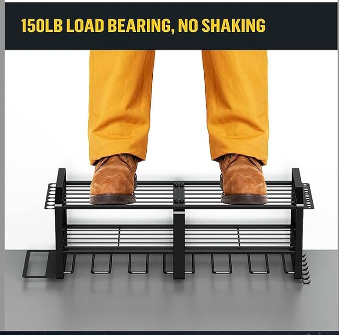 3-Tier Wall Mounted Power Tool Organizer, Heavy Duty Storage Rack, Tool Shelf for Garage & Workshop (3-Tier with 6 Slots)