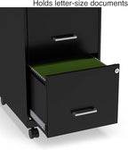 Staples 2-Drawer Vertical File Cabinet, Letter Size Documents, Lockable & Mobile, 18" D x 14" W x 26.3" H, Black