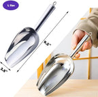 Set of 1 Ice Scoop, Stainless Steel Kitchen Ice Scoop for Canisters or Ice Maker, Food Scoops for Canisters, Freezer, Flour, Dry Foods, Coffee Beans, Pop Corn, Pet Dog Cat Food (Stainless Steel-L)