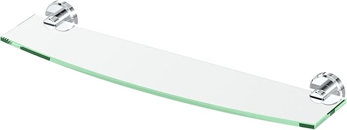 Gatco 5456 Locke Glass Shelf, 20”, Chrome/Wall Mounted 20.13" X 5.38" Tempered/Floating Rectangle Glass Shelf for Bathroom