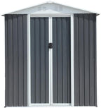 Heavy-Duty Outdoor Garden Shed with Aluminum Alloy Frame, Hinged Door, and Stable Foundation for Secure Storage (6x4 Feet Grey with Metal Base)