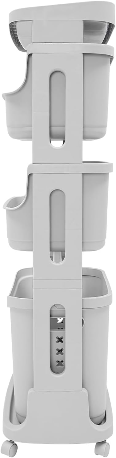 4-Layer Laundry Basket,PP Laundry Basket System Vertical Laundry Sorter with Wheel,Rolling Storage Holder Cart for Laundry Rooms, Bathrooms, Toilets (Grey)