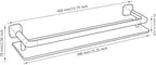 16-Inch Bathroom Glass Shelf - Matte Black Wall-Mounted Organizer - Thickened 8mm Black Tempered Glass with Safety Railing