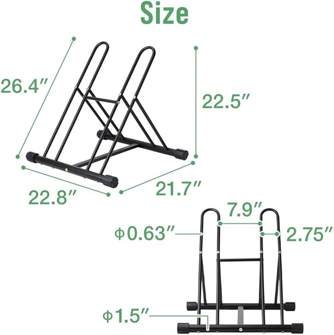 Japard Dual Bicycle Stand for Mountain, Road, or Kid’s Bikes, Floor Stand Instant Versatile Pro Quality Bike Rack, Fits 2.7 Inch Extra Wide Tire Width, Garage for 2 Bikes