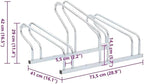 BOWERY HILL Freestanding 3-Bike Rack, Galvanized Steel, Silver Finish, 28.9 x 16.1 x 16.5 in, Space-Saving High-Low Design, Indoor/Outdoor Use, Stable Parking Stand for Garage, Warehouse, School