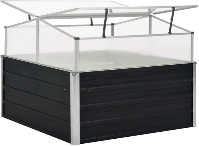 Medium Greenhouse 39.4 x 39.4 x 30.3 in Anthracite Galvanized Steel Frame with Polycarbonate Panels for Outdoor Garden Patio Balcony