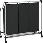 Laundry Sorter with 3 Bags Black Steel Frame, Heavy-Duty Rolling Cart with Removable Sorting Bags and Casters for Easy Transport and Organization in Laundry Room or Closet