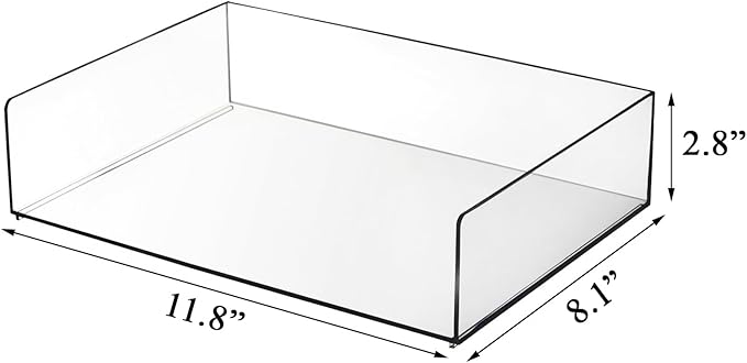 Elsjoy Set of 2 Acrylic File Tray, 2-Tier Stackable Paper Tray Clear Desktop File Organizer for Documents, Books, Magazine, Office, School