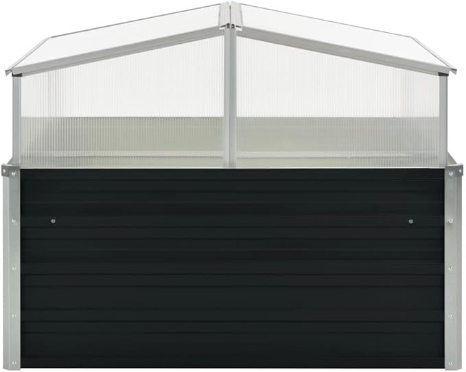 Medium Greenhouse 39.4 x 39.4 x 30.3 in Anthracite Galvanized Steel Frame with Polycarbonate Panels for Outdoor Garden Patio Balcony