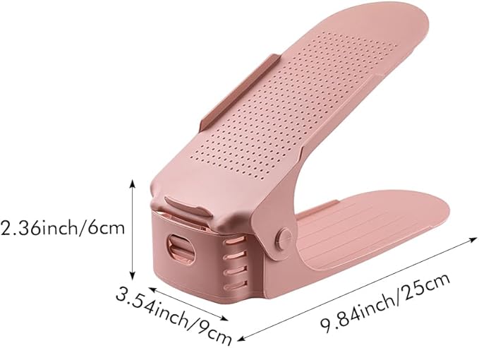 Bibabala Shoe Slots Organizer, 10 Pack Adjustable Shoe Rack Stacker Storage Space-Saveing 50%, Double Deck Shoes Rack Holder for Shoes Holder Organization, Closet Organization(Pink)