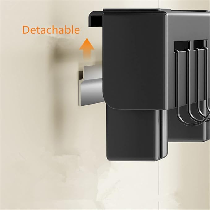Wall Mount Utensil Holder, 15.7'' Stainless Steel Kitchen Utensil Rack, Multi-use Hanging Storage Organizer Rack with Knife Holder, Towel Bar, Flatware Slot and 6 Removable Hook