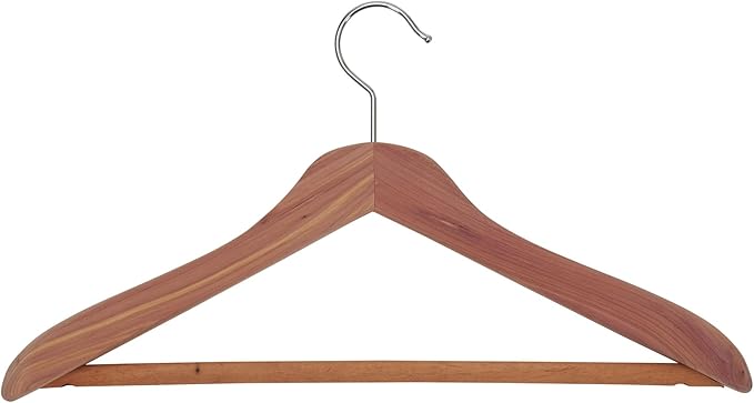 Household Essentials CedarFresh Deluxe Cedar Coat Hanger with Fixed Bar, Red,natural