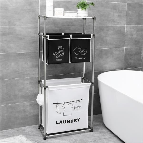 Laundry Hamper Laundry Basket with Bags & Storage Shelf, Laundry Sorter for Organization for Laundry Room, Laundry Basket Organizer with Wheels - Laundry Hamper Laundry Bags - Laundry Sorter