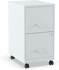 Staples 2-Drawer Vertical File Cabinet, Letter Size Documents, Lockable & Mobile, 18" D x 14" W x 26.3" H, Gray