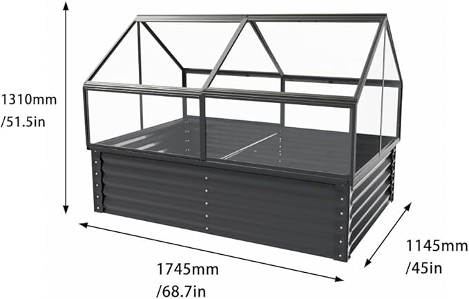 Heavy-Duty Outdoor Garden Shed with Aluminum Alloy Frame, Hinged Door, and Stable Foundation for Secure Storage (Large Raised Flower Bed and Greenhouse Sets)