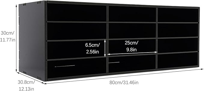 12 Compartments Paper Organizer for Desk, Desk Literature Organizer, Student Mailbox for Classroom, Desktop Bill Paper Storager File Sorter for Home Office Classroom(Black)