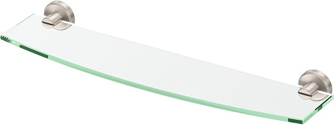 Gatco 5466 Locke Glass Shelf, Satin Nickel/Wall Mounted 20.13" X 5.38" Tempered/Floating Rectangle Glass Shelf for Bathroom