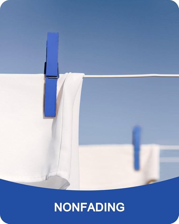 Blue Clothes Pins, Colored Wooden Clothespins for Baby Shower Game, Wreath, Crafts, Strong Grip Close Pins Birchwood Clips Clothespin Clothing Pegs for Hanging Clothing Photos, 2.83 Inch, Pack of 50