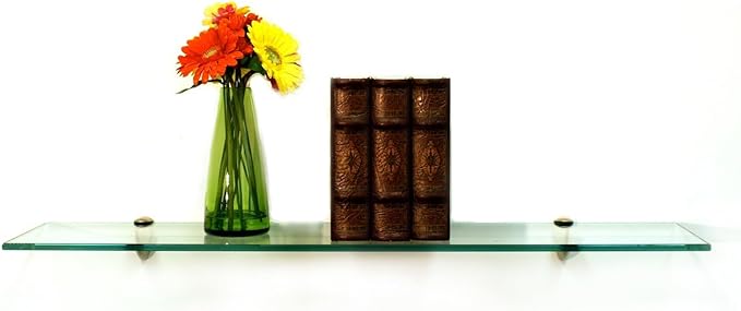 Spancraft Glass P-6x18-Chrome Peacock Glass Shelf, Chrome, 6" x 18"