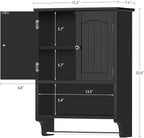 TEENFON Bathroom Wall Cabinet with Adjustable Shelves and Towel Rack, Wall Mounted Over The Toilet Storage Cabinet for Bathroom, Living Room, Black