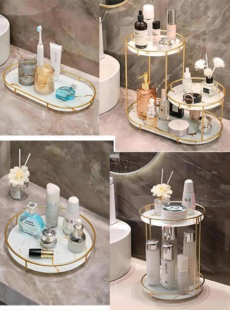 Gold Storage Rack, Bathroom Table Shelf, Perfume Tray, Beautiful Appearance, Super Capacity, Complete Your Daily Storage (QS-20-1) (QS-20-1)