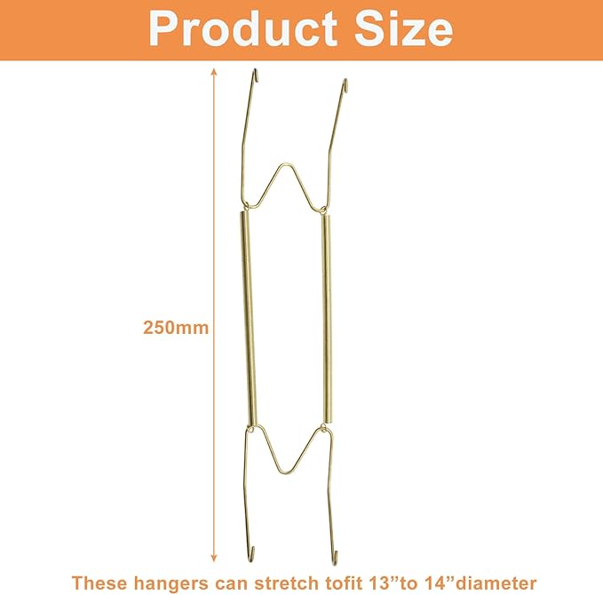 Plate Hangers for The Wall - Stainless Steel Invisible Heavy Duty Wire Plate Holder for 13-14 Inch Decorative Plates, Art Plates & Ceramic Plates with Wall Hooks