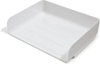 TRU RED Side‑Load Stackable Plastic Letter Tray, White – Desktop Paper Organizer for Office Files & Documents