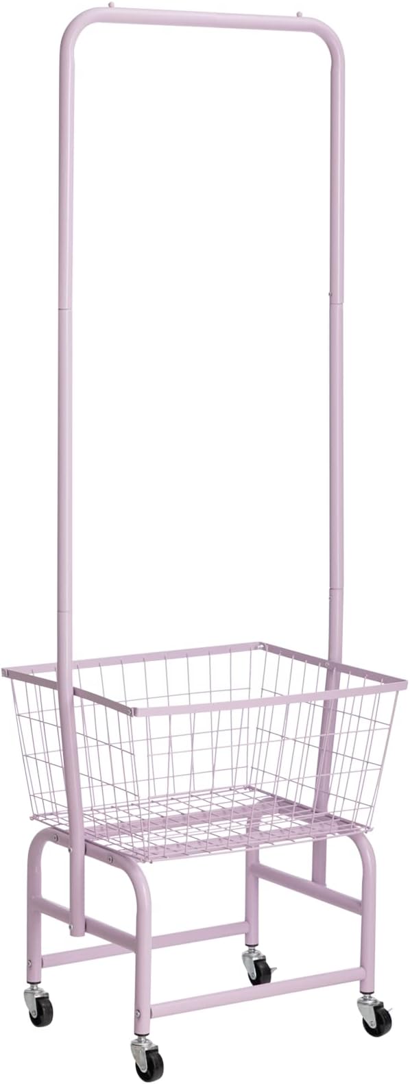 ALIMORDEN Laundry Cart with Clothes Rack, Rolling Laundry Butler with Wire Storage Rack，Purple