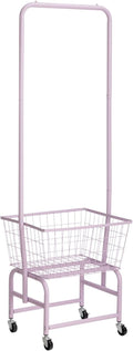 ALIMORDEN Laundry Cart with Clothes Rack, Rolling Laundry Butler with Wire Storage Rack，Purple