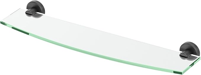 Gatco 5456MX Locke Glass Shelf, Matte Black/Wall Mounted 20.13" X 5.38" Tempered/Floating Rectangle Glass Shelf for Bathroom