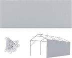 ADVANCE OUTDOOR Replacement Sidewall Tarp for 10/12x20 ft Carport Canopy, Heavy-Duty Waterproof & UV Protected, Easy Installation with Ball Bungees, Sliver Gray, One Sidewall Only