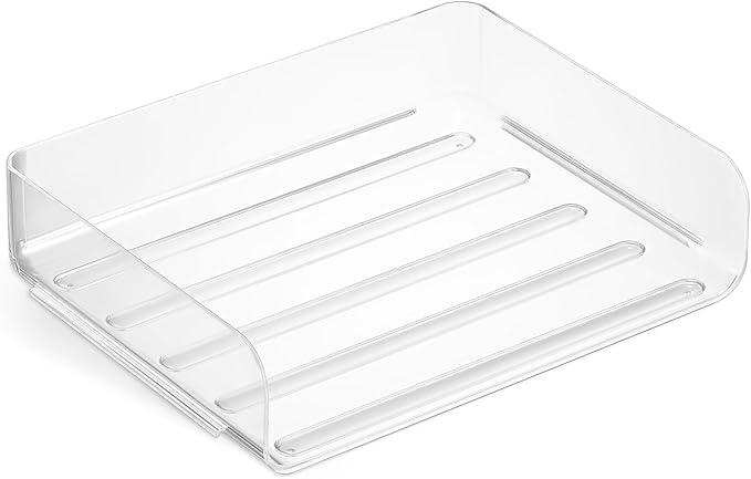 Staples Side‑Load Stackable Plastic Letter Tray, Clear – Desktop Paper Organizer for Office Files & Documents