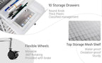 Yaheetech 10 Drawer Cart Rolling Plastic Storage Cart and Organizer Multipurpose Mobile Rolling Utility Storage Organizer for Home Office School and Workshop, White