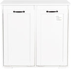 Tilt Out Laundry Sorter Cabinet with 2 Removable Liner Bags,Divided Laundry Hamper Cabinet with Semi-Circular Metal Handle and Barn Door for Space Saving (Style-02)